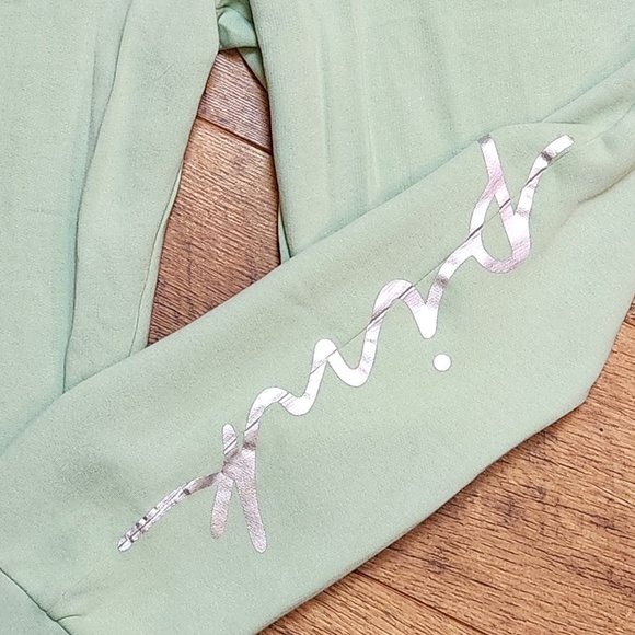 PINK VICTORIA'S SECRET Mint Green Silver Metallic Jogger Set - XXL - Picture 6 of 7